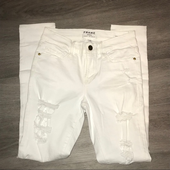 Frame Denim Denim - FRAME white destroyed skinny jean